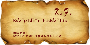 Káplár Fidélia névjegykártya